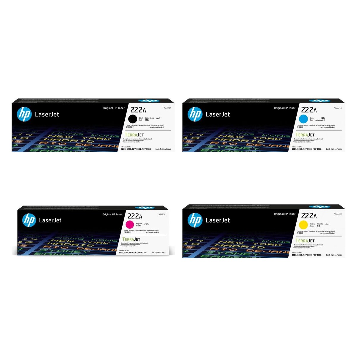 HP 222A Original Toner Set Black Cyan Magenta Yellow 4 Pack W2220A W2221A W2223A W2222A for HP Color Laser 150, 178 and 179