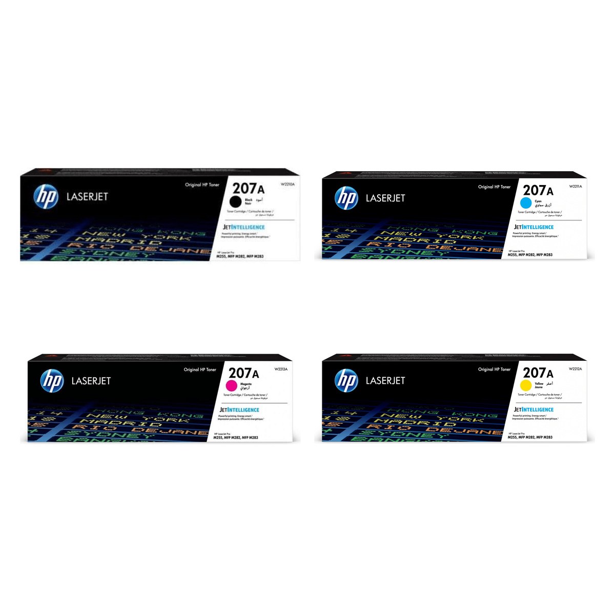 HP 207A Original Toner Set Black Cyan Magenta Yellow 4 Pack W2210A W2211A W2213A W2212A for HP Color LaserJet Pro M255, M282 and M283