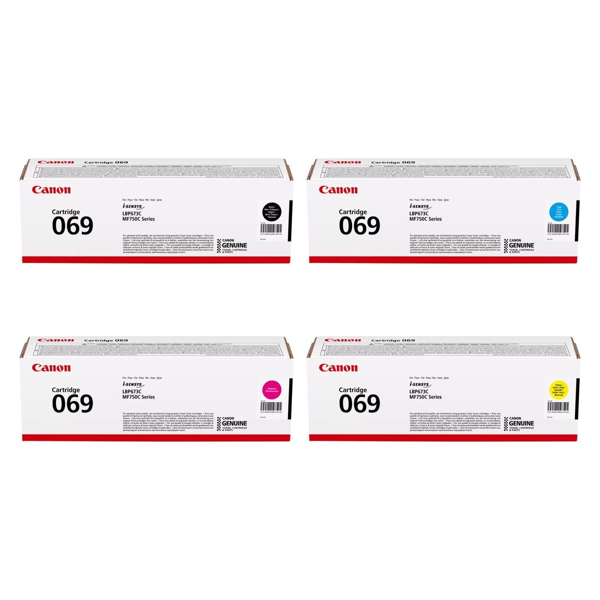 Canon 069 Original Toner Set Black Cyan Magenta Yellow 4 Pack 5094C002 5093C002 5092C002 5091C002 for Canon i-SENSYS LBP673, MF752 and MF754