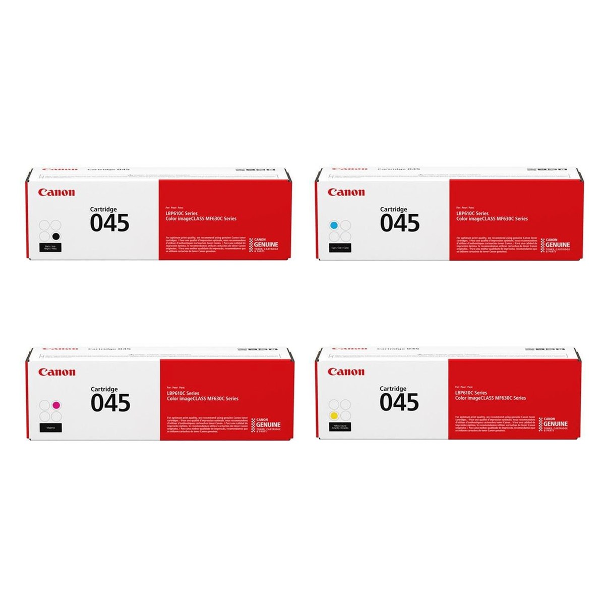 Canon 045 Original Toner Set Black Cyan Magenta Yellow 4 Pack 1242C002 1241C002 1240C002 1239C002 for Canon i-SENSYS LBP611, LBP613, MF631, MF633 and MF635