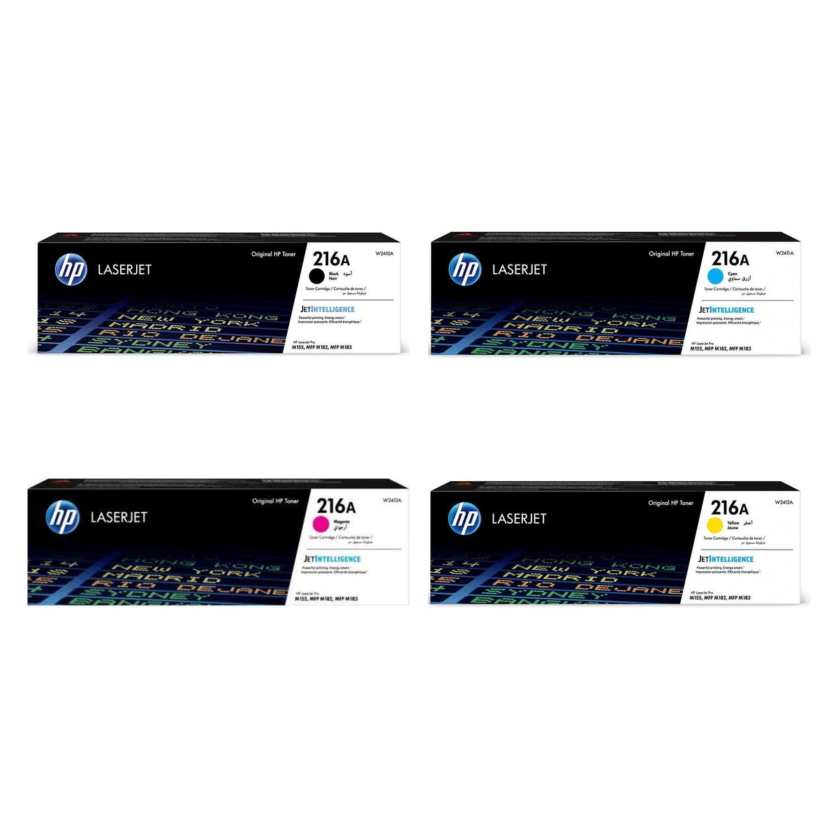 HP 216A Original Toner Set Black Cyan Magenta Yellow 4 Pack W2410A W2411A W2413A W2412A for HP Color LaserJet Pro M155, M182 and M183