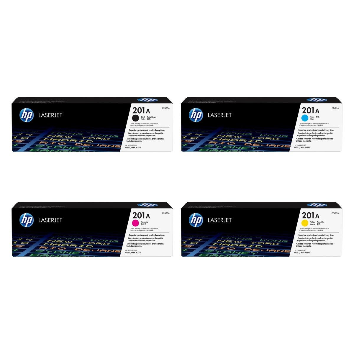 HP 201A Original Toner Set Black Cyan Magenta Yellow 4 Pack CF400A CF401A CF403A CF402A for HP Color LaserJet Pro M252, M274 and M277