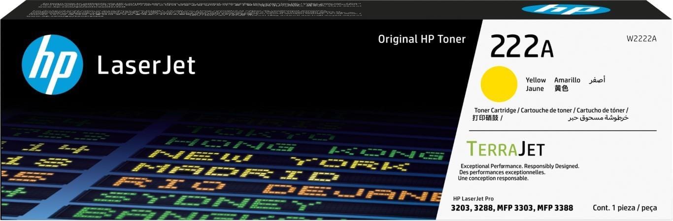 HP 222A Yellow Toner Cartridge 1,200 Pages Original W2222A Single-pack