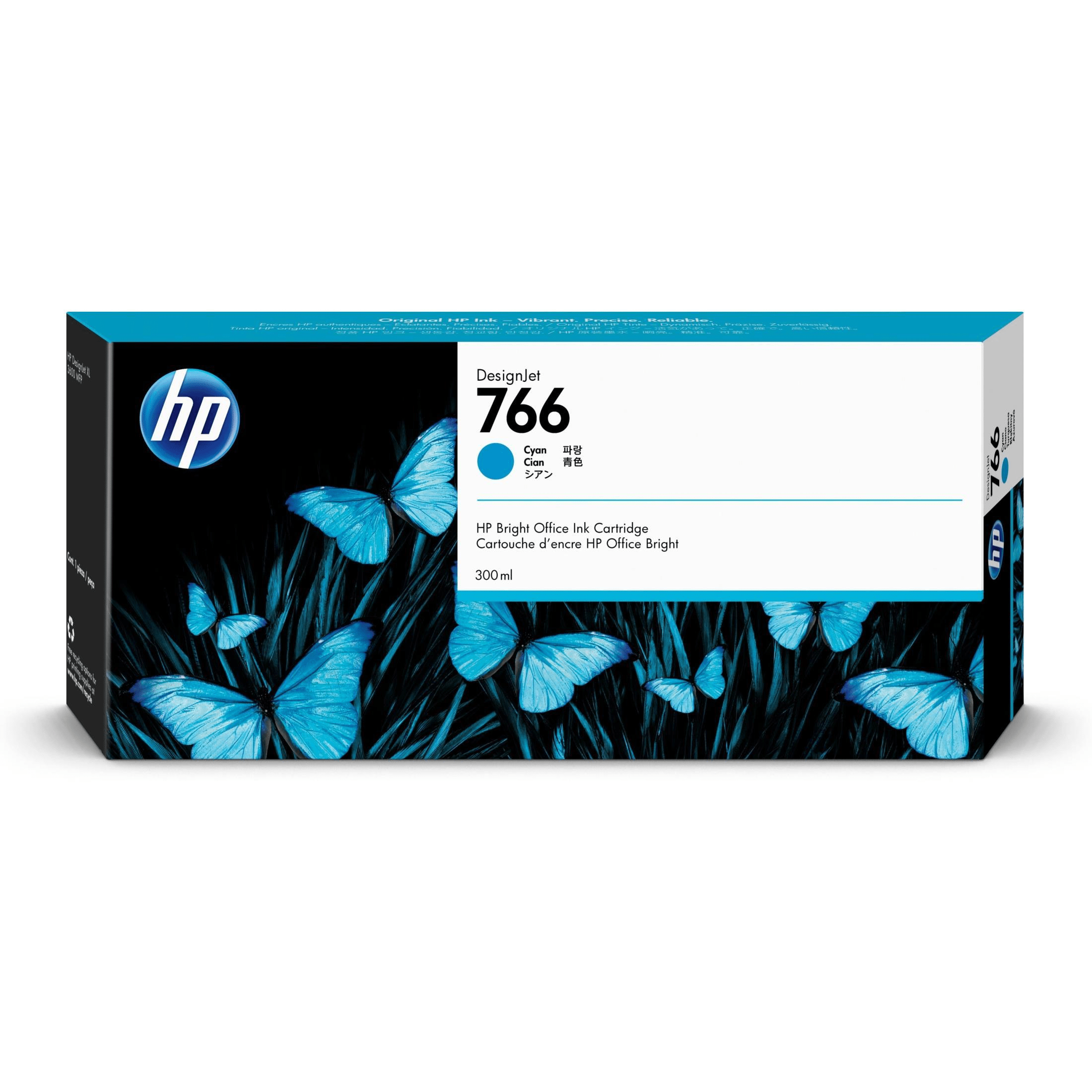 HP 766 300-ml Cartridge Cyan Standard Yield Printer Ink Cartridge Original P2V89A Single-pack