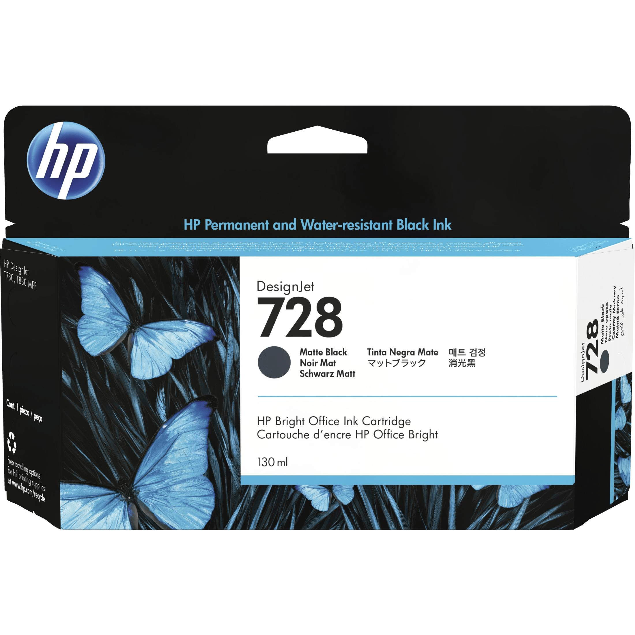 HP 728 Matte Black Printer Ink Cartridge Original 3WX25A Single-pack