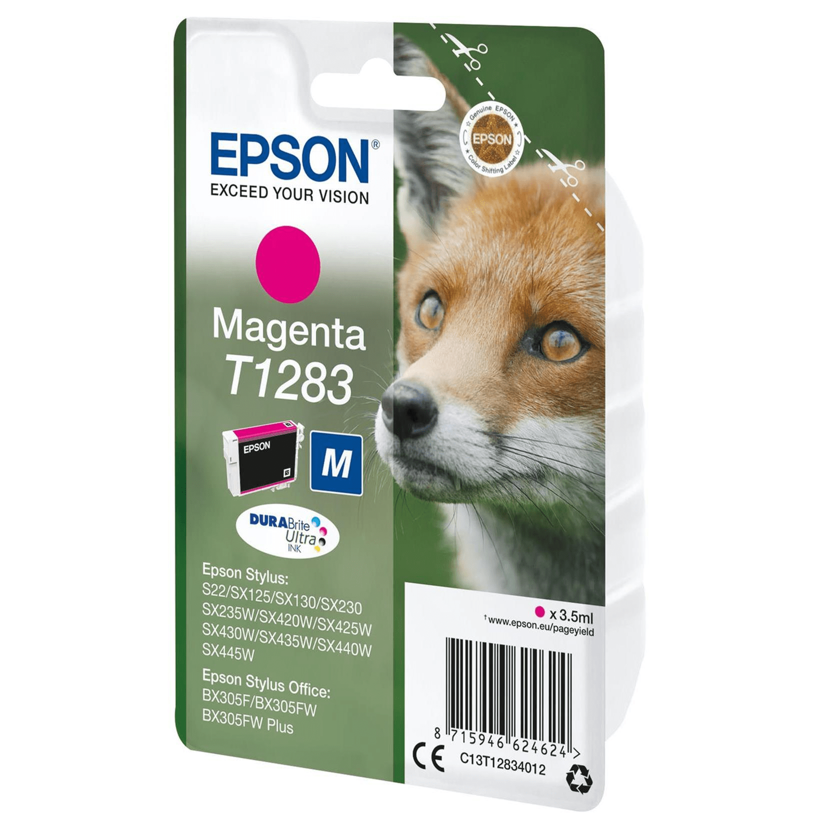 Epson T1283 DURABrite Ultra Magenta Printer Ink Cartridge Original C13T12834012 Single-pack